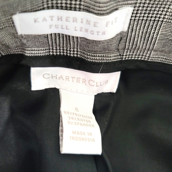Charter Club Katherine Fit Full Length Size 6 (Size 28) Gray Plaid Dress Pants - Picture 3 of 3